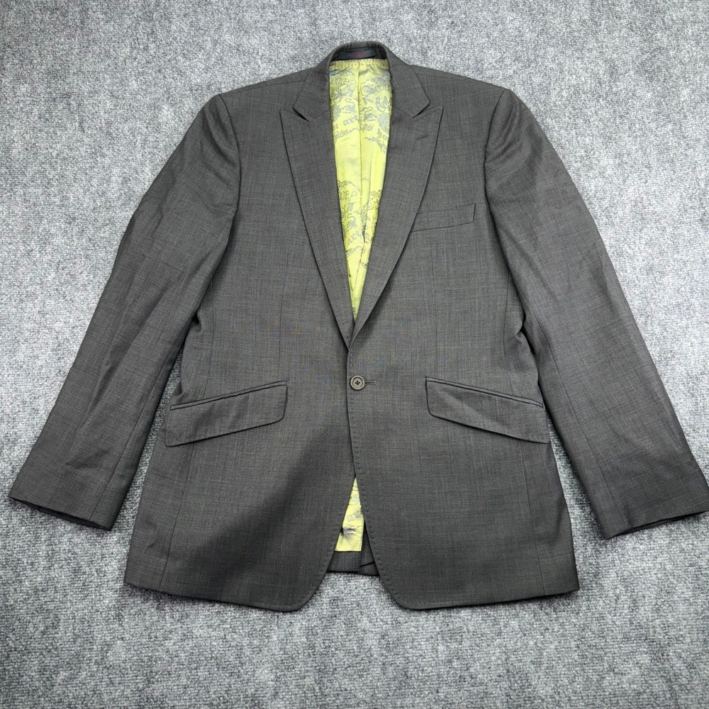 Ted Baker Blazer Mens Gray Jacket 40 R Modern Fit Peak Lapel‎ Suit Jacket